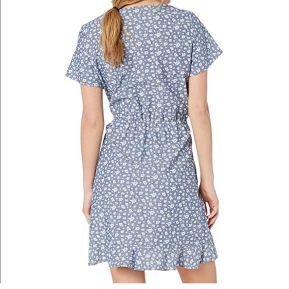 J.Crew Factory Floral Chambray ruffle faux-wrap dress - Picture 3 of 7